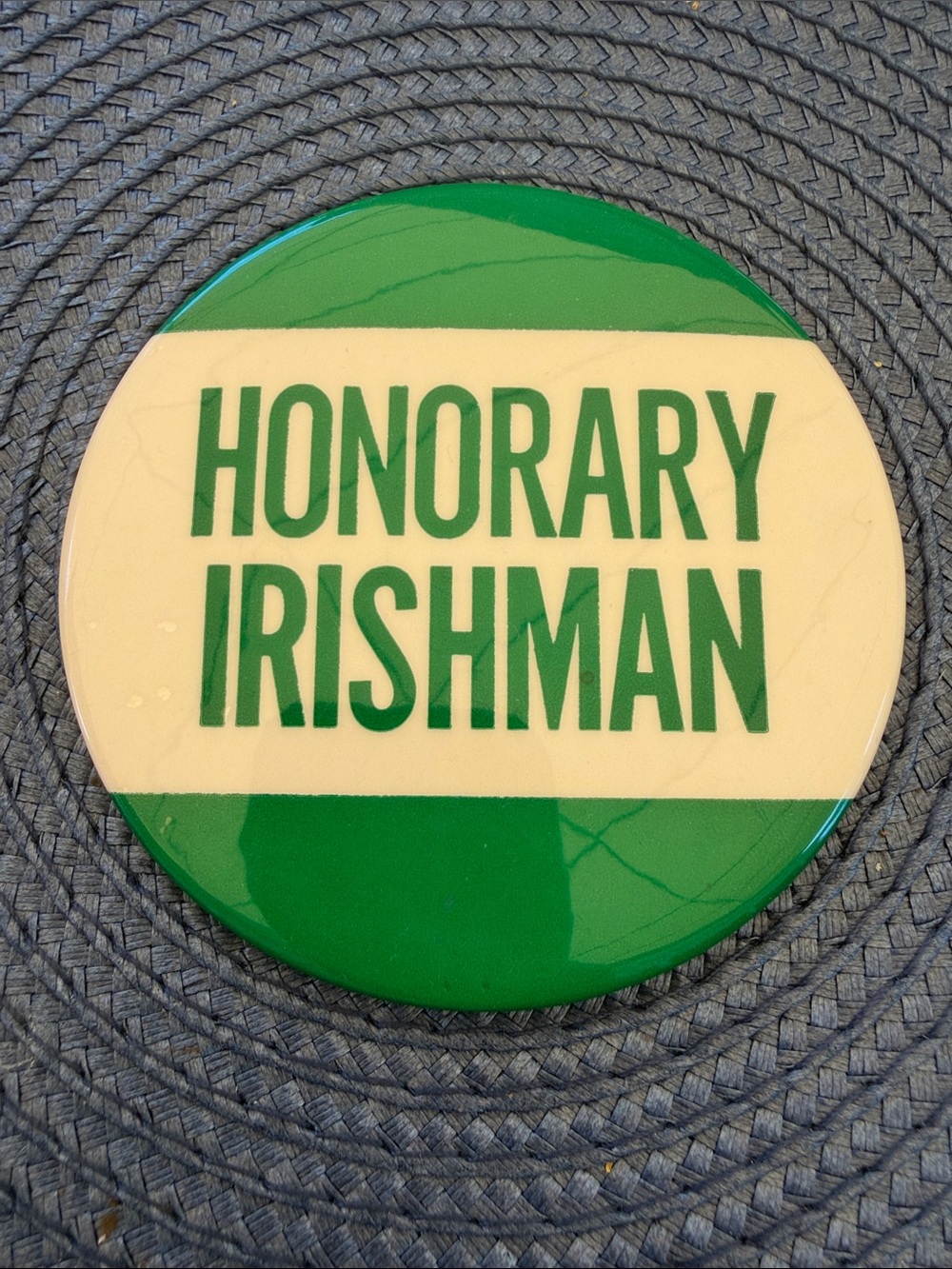 Honorary Irishman Green & Cream Pinback Button vintage